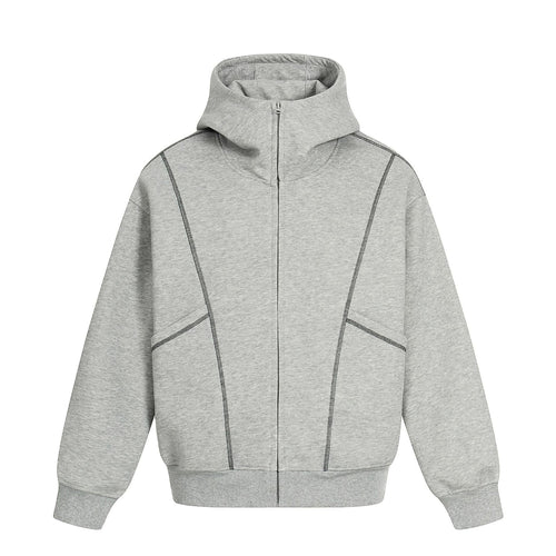 THETLSTUDIO M / flecking gray 0269 American retro trend men's and women's jacket type topline deconstruction design men's loose hooded cardigan sweatshirt