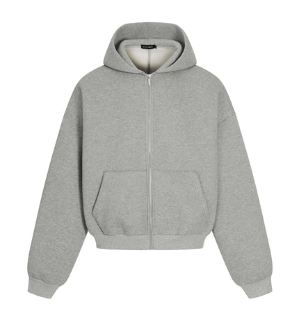 TALKLESSFASHION M / flecking gray 0276 American street trend neutral trend retro solid color simple design short and wide men's thickened hooded sweatshirt
