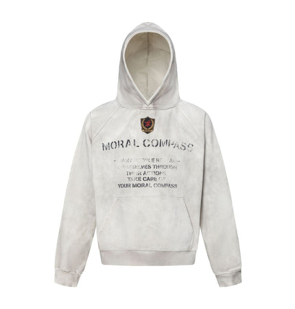 TALKLESSFASHION M / flecking gray 27258 American retro neutral high-end sense old sense deconstruction design men's heavy loose hooded sweatshirt