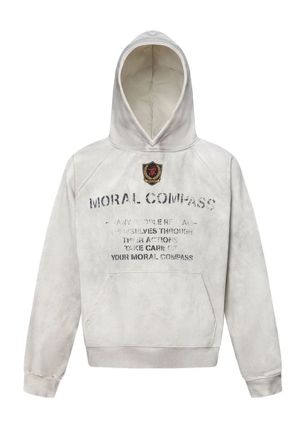 THETLSTUDIO M / flecking gray 27258 American retro neutral high-end sense old sense deconstruction design men's heavy loose hooded sweatshirt