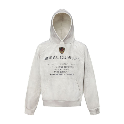 THETLSTUDIO M / flecking gray 27258 American retro neutral high-end sense old sense deconstruction design men's heavy loose hooded sweatshirt