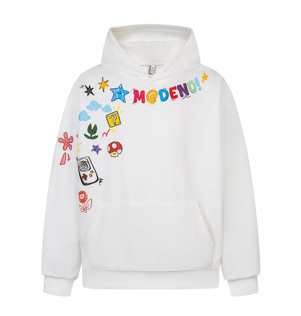 THETLSTUDIO M / flecking gray 2726 American retro high street trend men's and women's high-end sense fun color print design men's hooded sweatshirt