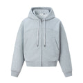 TALKLESSFASHION M / flecking gray 27378 American retro unisex high-end solid color deconstructed design men's heavy loose hooded sweatshirt