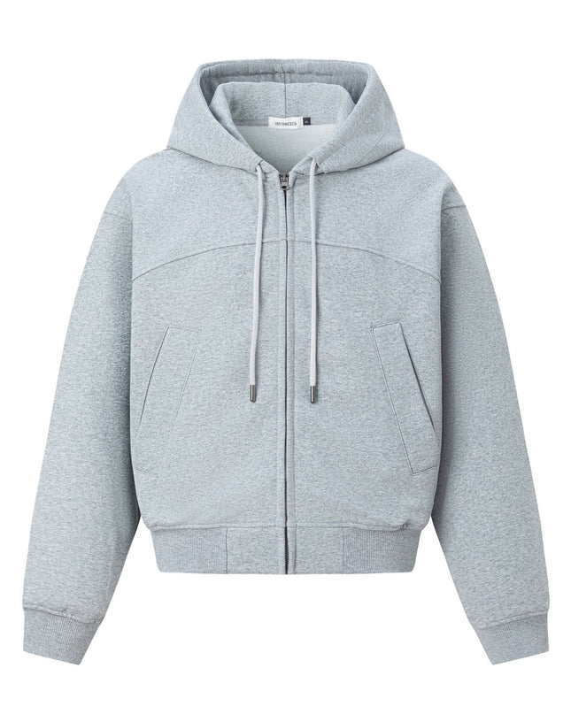 TALKLESSFASHION M / flecking gray 27378 American retro unisex high-end solid color deconstructed design men's heavy loose hooded sweatshirt