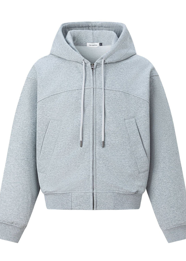 TALKLESSFASHION M / flecking gray 27378 American retro unisex high-end solid color deconstructed design men's heavy loose hooded sweatshirt