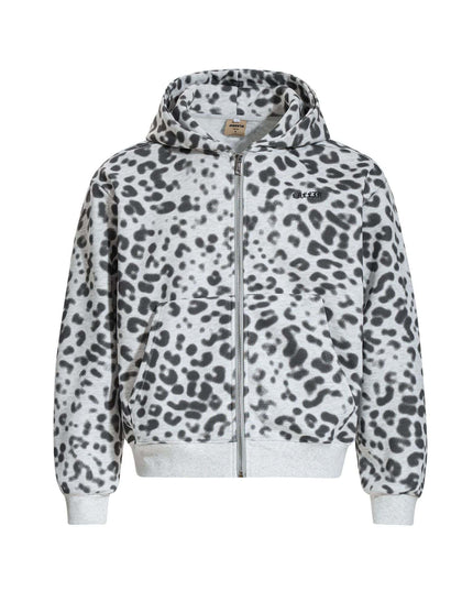 TALKLESSFASHION M / flecking gray American leopard print hooded