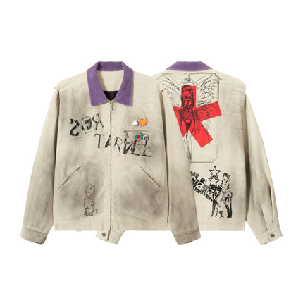 TALKLESSFASHION M / Fog white Vintage Badge Detroit Lapel Jacket