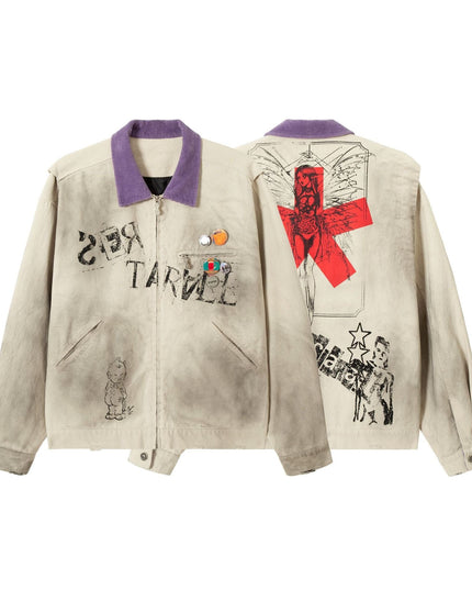 TALKLESSFASHION M / Fog white Vintage Badge Detroit Lapel Jacket
