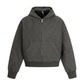 TALKLESSFASHION M / gray 0264 American retro trend high-end men's and women's heavy jacquard design men's zipper short and wide hooded sweatshirt