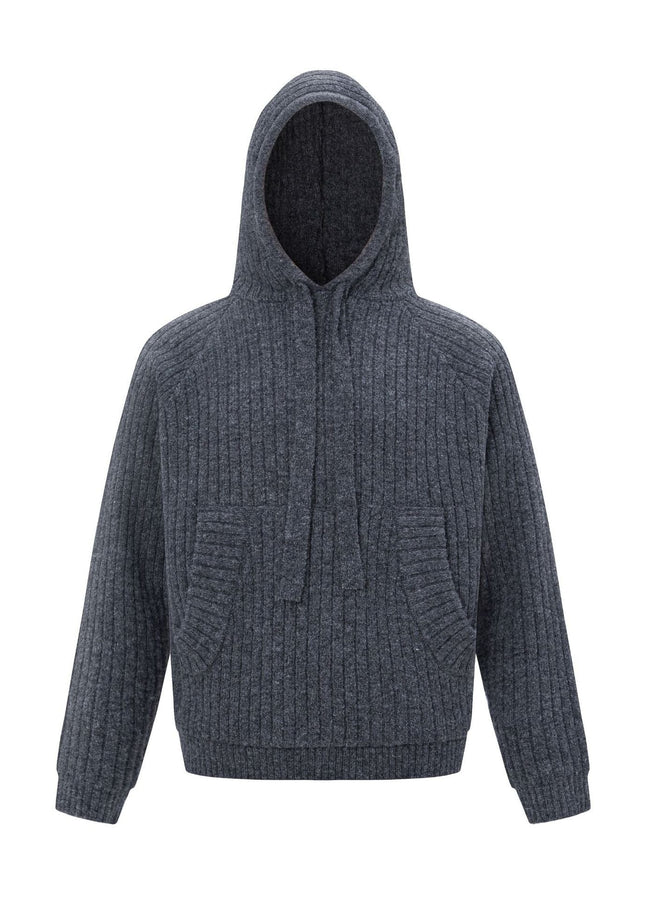 TALKLESSFASHION M / gray 27234 American Style 2024 Fall/Winter Vintage Men's Sweater Solid Color Design Premium Men's and Women's Hooded Sweaters Knitwear