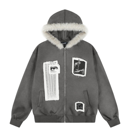 TALKLESSFASHION M / gray EON 26 spring new spot American street trendy high street individual pattern hooded jacket jacket men