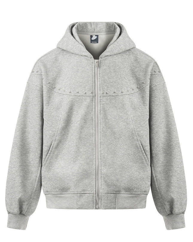 TALKLESSFASHION M / gray EON 26 spring new spot American style street trendy high street personality bump design hooded sweatshirt cardigan men