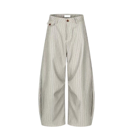 TALKLESSFASHION M / Gray high quality American retro casual versatile striped trousers for men and women, spring and autumn loose wide-leg scimitar pants, old money style high-end