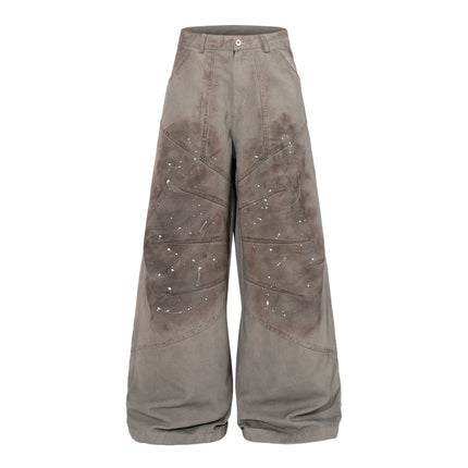 TALKLESSFASHION M / gray Jiayiku 2026 new American locomotive wasteland style heavy washed stained personalized jeans loose wide-leg pants