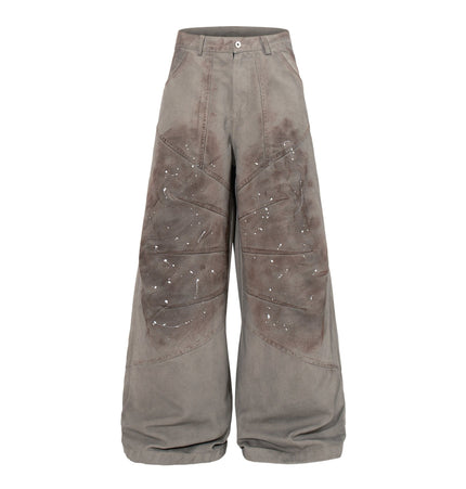 THETLSTUDIO M / gray Jiayiku 2026 new American locomotive wasteland style heavy washed stained personalized jeans loose wide-leg pants