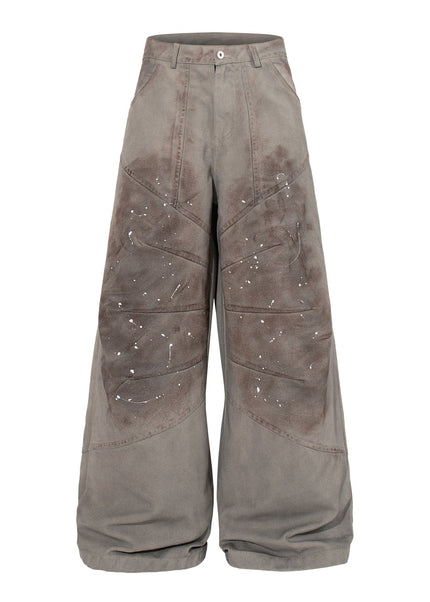 THETLSTUDIO M / gray Jiayiku 2026 new American locomotive wasteland style heavy washed stained personalized jeans loose wide-leg pants