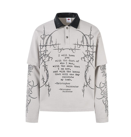THETLSTUDIO M / gray Jiayloku Men's Fall 2025 New American Retro Trendy Brand Dark Fake Two Polo Shirt Lapel T-Shirt