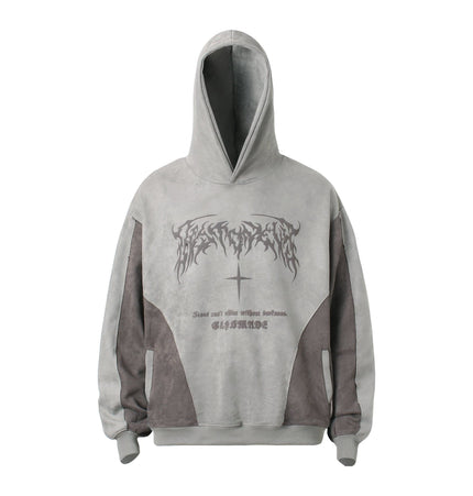 TALKLESSFASHION M / gray JW523 American Retro Men's and Women's Premium Street Stitching Design Men's Loose Suede Thickened Sweatshirt