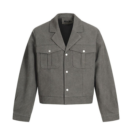 TALKLESSFASHION M / gray TALKLESSFASHION: Urban Edge Cropped Cargo Jacket