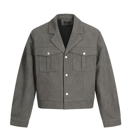TALKLESSFASHION M / gray TALKLESSFASHION: Urban Edge Cropped Cargo Jacket