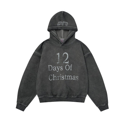 TALKLESSFASHION M / gray W593 American Vintage Men's Men's High-End Trend Letter Print Design Men's Loose Dyeed Hooded Sweatshirt