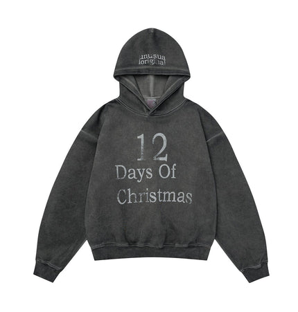 THETLSTUDIO M / gray W593 American Vintage Men's Men's High-End Trend Letter Print Design Men's Loose Dyeed Hooded Sweatshirt