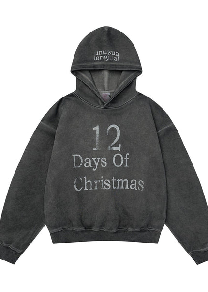 THETLSTUDIO M / gray W593 American Vintage Men's Men's High-End Trend Letter Print Design Men's Loose Dyeed Hooded Sweatshirt