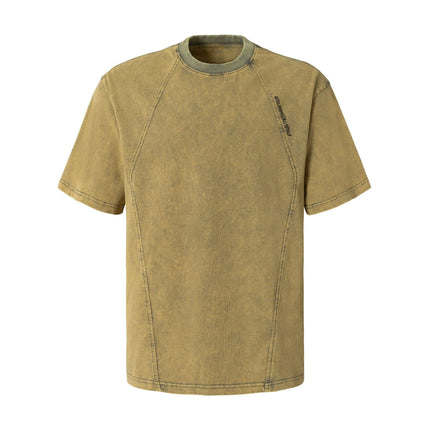 TALKLESSFASHION M / green EON 26 summer new spot American vintage mineral stir-fried structure silhouette short sleeve T-shirt for men