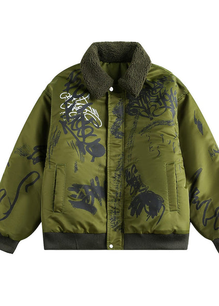 THETLSTUDIO M / green Retro Graffiti Aviator Jacket