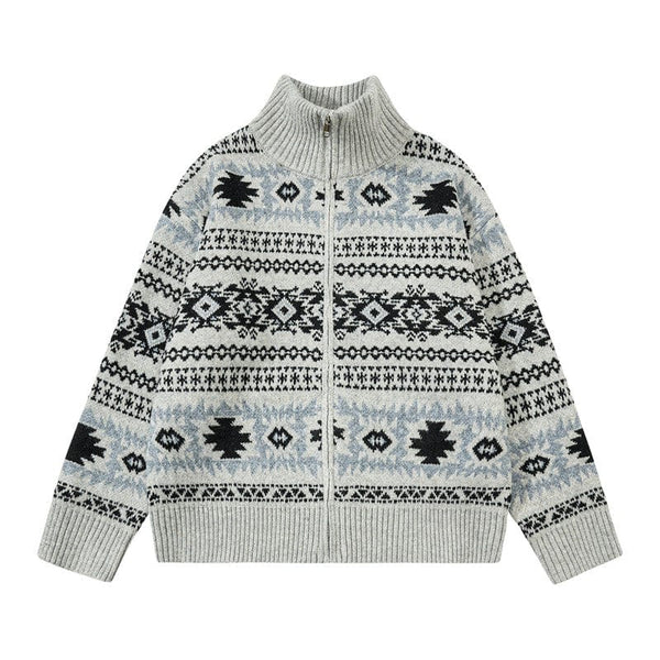THETLSTUDIO M / Grey Fair Isle Executive Stand-Collar Shell — 2
