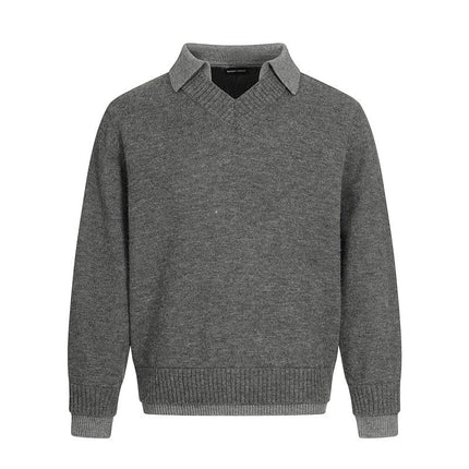 TALKLESSFASHION M / Grey Hyper-Lazy Two-Piece Executive Knit