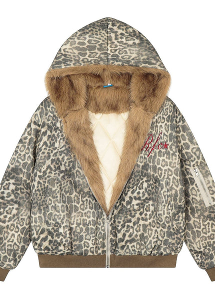 THETLSTUDIO M / Leopard print Leopard Plush Mountain Padded Jacket