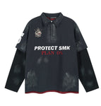 M / Navy blue spell red