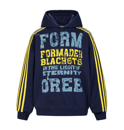 THETLSTUDIO M / Navy OREETA American vintage mottled distressed letter print hoodie hoodie men's and women's trendy couple hoodies