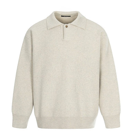 THETLSTUDIO M / Oatmeal MYC011 GXFortune Winter American Heavy Solid Color Polo Collar Sweater Men's and Women's High-End Loose Warm Top Trend