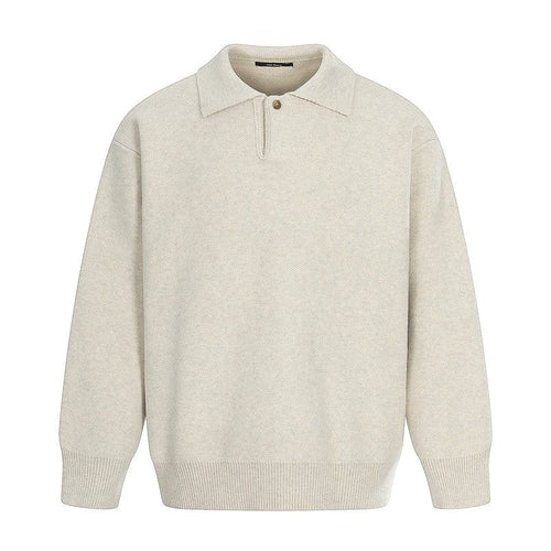 THETLSTUDIO M / Oatmeal MYC011 GXFortune Winter American Heavy Solid Color Polo Collar Sweater Men's and Women's High-End Loose Warm Top Trend