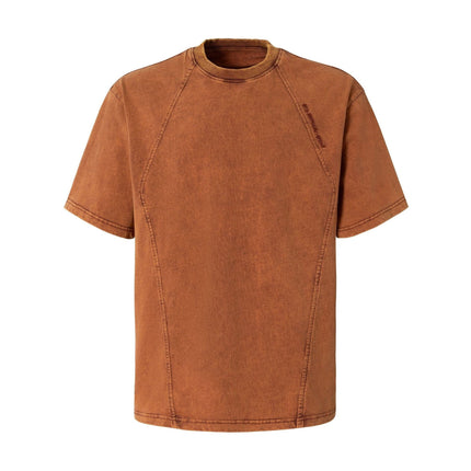 TALKLESSFASHION M / Orange EON 26 summer new spot American vintage mineral stir-fried structure silhouette short sleeve T-shirt for men