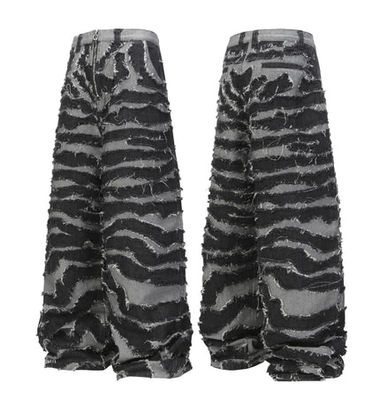 THETLSTUDIO M / Photo Color Autumn 2025 new heavy craft patch embroidered zebra pattern European and American trendy brand denim loose trousers
