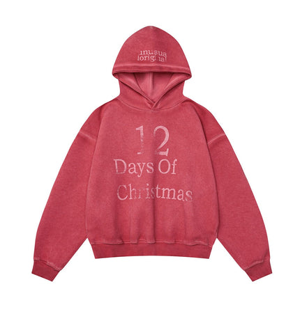 THETLSTUDIO M / red W593 American Vintage Men's Men's High-End Trend Letter Print Design Men's Loose Dyeed Hooded Sweatshirt