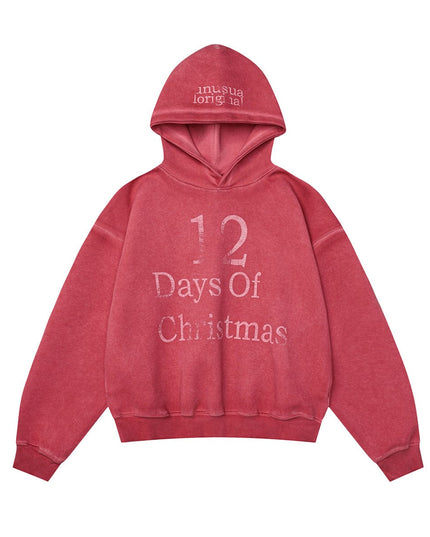 TALKLESSFASHION M / red W593 American Vintage Men's Men's High-End Trend Letter Print Design Men's Loose Dyeed Hooded Sweatshirt