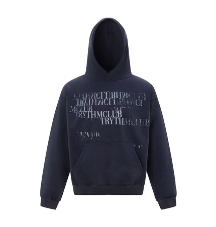 TALKLESSFASHION M / Royal blue 27245 American retro high-end neutral letter design neutral thickened men's heavy loose hooded sweatshirt
