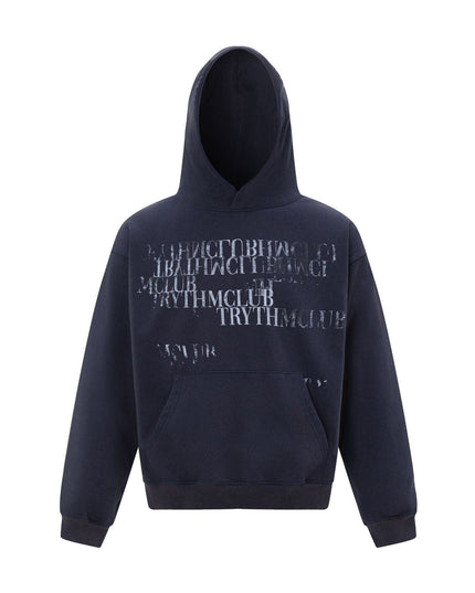 TALKLESSFASHION M / Royal blue 27245 American retro high-end neutral letter design neutral thickened men's heavy loose hooded sweatshirt