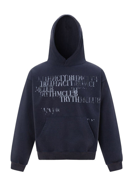 THETLSTUDIO M / Royal blue 27245 American retro high-end neutral letter design neutral thickened men's heavy loose hooded sweatshirt