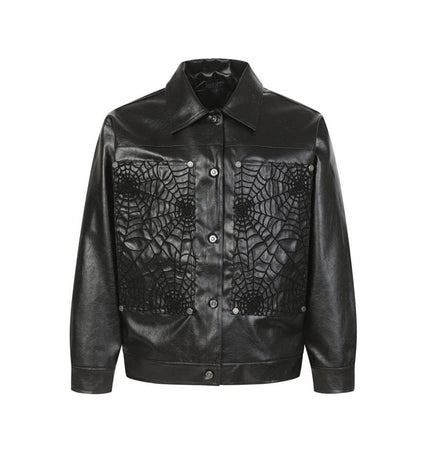 THETLSTUDIO M / The picture shows black clothes Crocodile print shoulder pads, leather jackets, jackets, niche European and American hiphop jackets, men's trends, high-end vintage tops