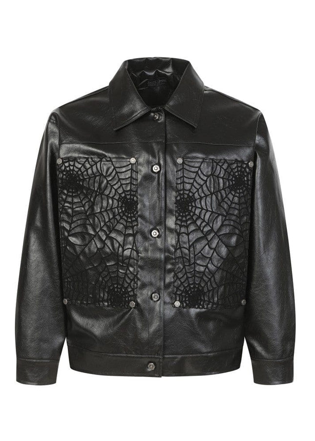 TALKLESSFASHION M / The picture shows black clothes Crocodile print shoulder pads, leather jackets, jackets, niche European and American hiphop jackets, men's trends, high-end vintage tops