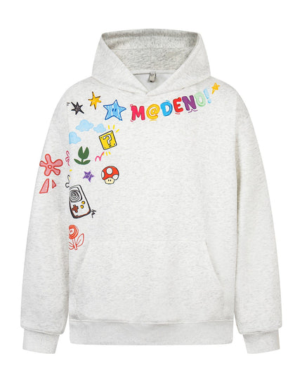 TALKLESSFASHION M / white 2726 American retro high street trend men's and women's high-end sense fun color print design men's hooded sweatshirt