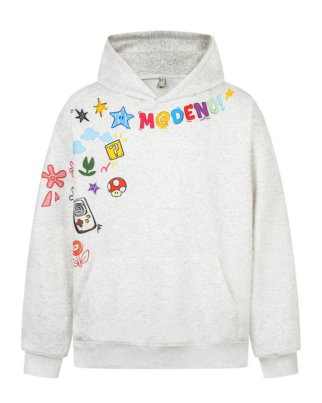 TALKLESSFASHION M / white 2726 American retro high street trend men's and women's high-end sense fun color print design men's hooded sweatshirt