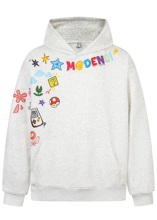 TALKLESSFASHION M / white 2726 American retro high street trend men's and women's high-end sense fun color print design men's hooded sweatshirt
