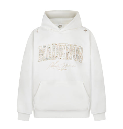 TALKLESSFASHION M / white 2727 American retro high street trend men's and women's high-end letter 10,000 needle embroidery picture design men's hooded sweatshirt