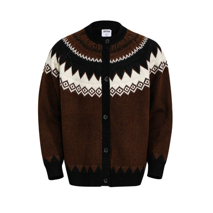 TALKLESSFASHION M / White G551 GXFortune American Vintage Fair Island Crew Neck Cardigan Sweater For Men and Women Couples Lazy Knitwear